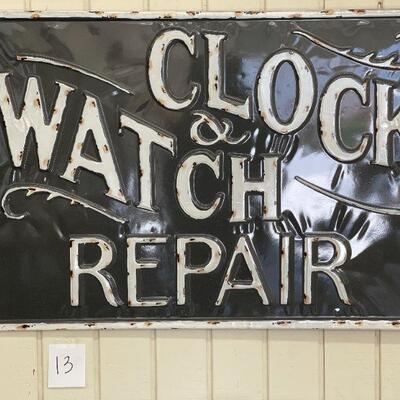 Lot 13 NWT XL Clock & Watch Repair Metal Sign 32x22