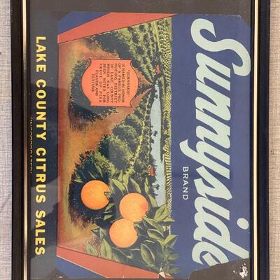 Lot 23 Sunnyside Brand Orange Label Framed