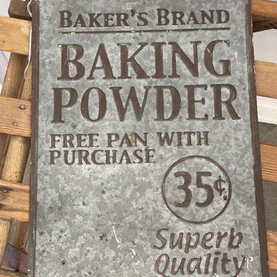 Lot 39 Baking Powder Embossed Metal Sign 