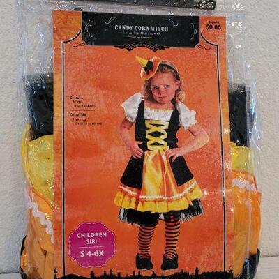 Lot 23: New Children's Size 4-6X CANDY CORN WITCH Costume