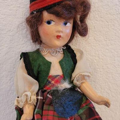 Lot 25: Vintage Wood Doll w/ Original Outfit