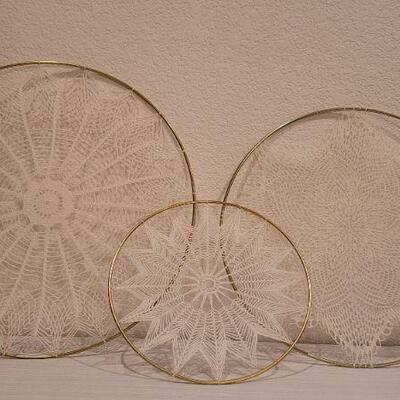 Lot 41: Assortment of (3) Handmade Ring Frame Doilys