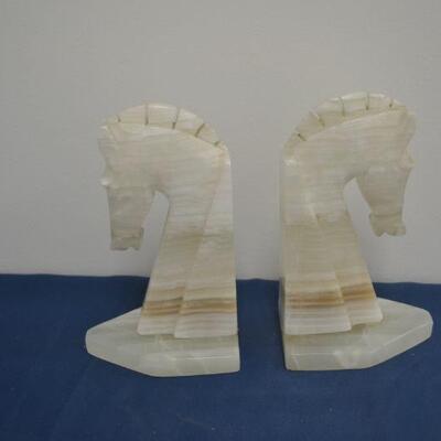 LOT 69 MARBLE HORSE BOOKENDS
