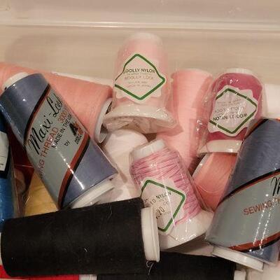 Lot 55: Vintage Bundle of New and Used Sewing Thread (clear tote not included)
