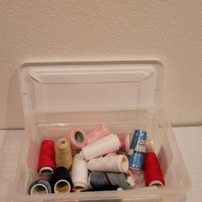 Lot 55: Vintage Bundle of New and Used Sewing Thread (clear tote not included)