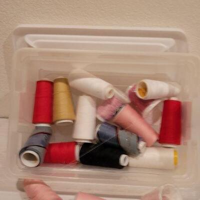 Lot 55: Vintage Bundle of New and Used Sewing Thread (clear tote not included)