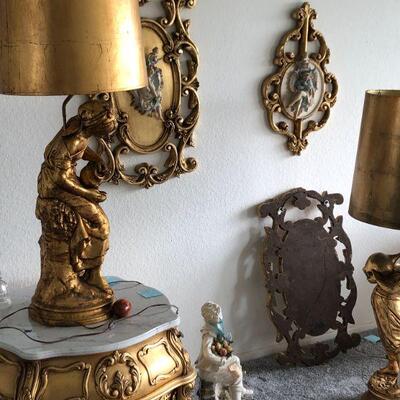 Lamp Lot - 2 lamps - Huge Gold Figural Table Lamps Neoclassical  Hollywood Regency YD# 22-0001
