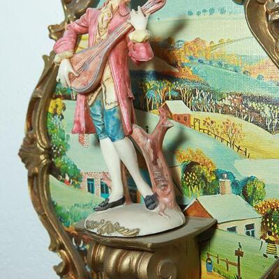 Vintage Italian Pair of Music Playing Victorian Figurine Wall Plaques YD# 22-0004