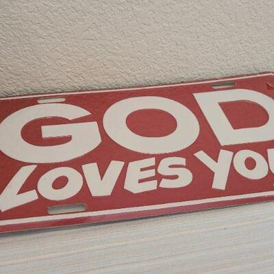 Lot 89: Religious Book NEW and GOD LOVES YOU License Plate Accent