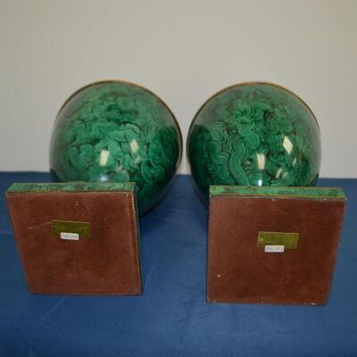 LOT 150 TWO.  MAITLAND-SMITH LTD.  LARGE GREEN METAL VASES  19