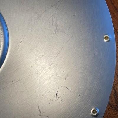 Vintage MCM Mirro Medallion Atomic Starburst 17" Tray Teak Handles