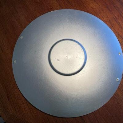 Vintage MCM Mirro Medallion Atomic Starburst 17" Tray Teak Handles