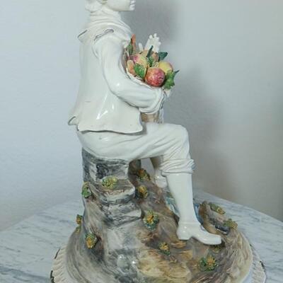 Capodimonte Boy Sitting on Rock Figurine Statue YD#022-0009