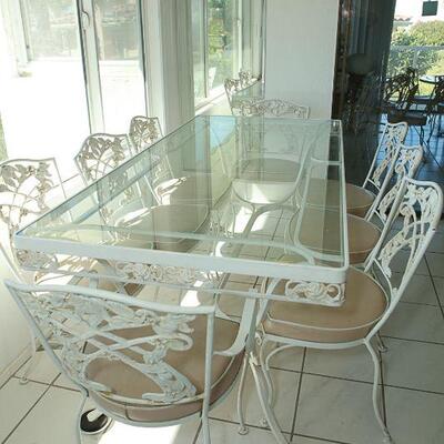 White Wrought Iron & Glass Dining Set YD#022-0014