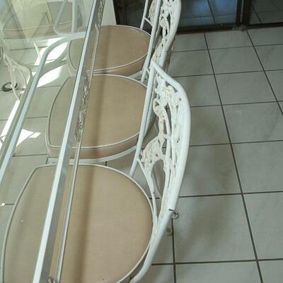 White Wrought Iron & Glass Dining Set YD#022-0014