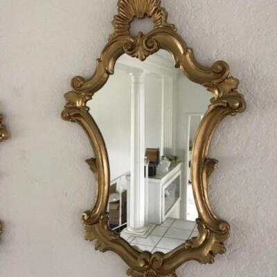 Set of 3 Gold Gilt Hollywood Regency Italian Rococo Style Wall Mirrors YD#022-0015