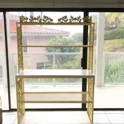 Pale Yellow Rose Vine Wrought Iron Plant Garden Shelf Bakers Rack YD#022-0019