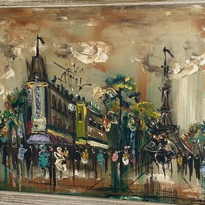 Paris Street Scene Painting Signed YD#022-0023