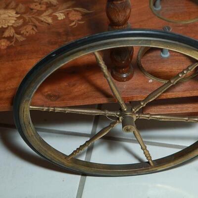 Vintage Italian Marquetry Floral Inlay Wood Tea Serving Cart YD#022-0024