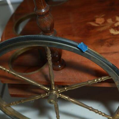 Vintage Italian Marquetry Floral Inlay Wood Tea Serving Cart YD#022-0024
