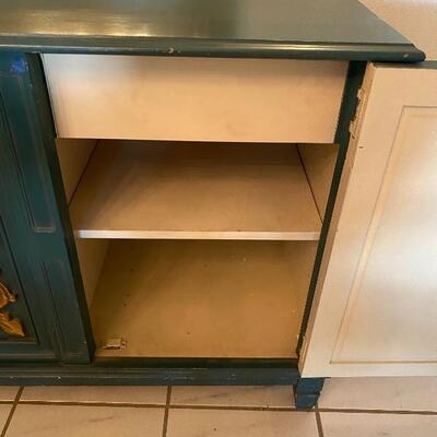 Green and Gold Painted Sideboard Buffet Cabinet YD#022-0032