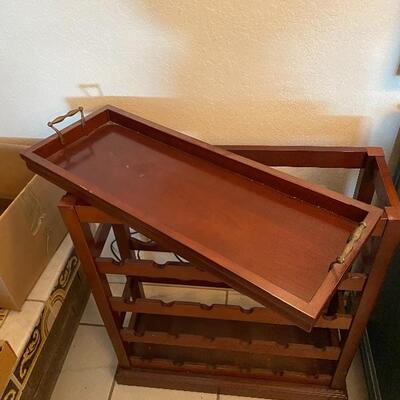 Medium Finish Wine Rack with Lift Off Serving Tray Top YD#022-0037