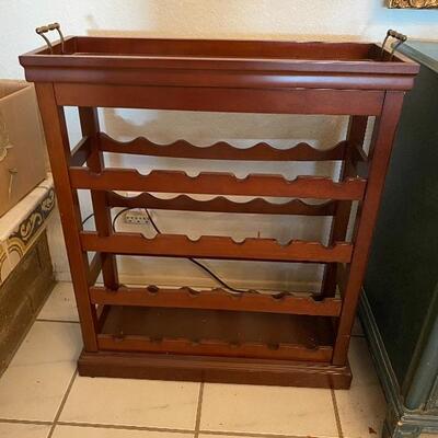Medium Finish Wine Rack with Lift Off Serving Tray Top YD#022-0037