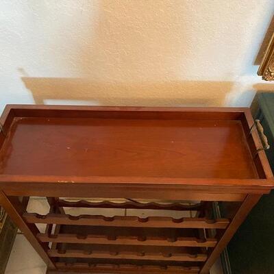 Medium Finish Wine Rack with Lift Off Serving Tray Top YD#022-0037