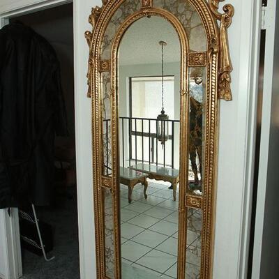 Gold Gilt Wall Mirror with Marble Top Bench YD#022-0041