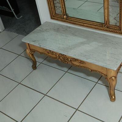 Gold Gilt Wall Mirror with Marble Top Bench YD#022-0041