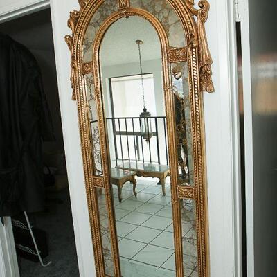 Gold Gilt Wall Mirror with Marble Top Bench YD#022-0041