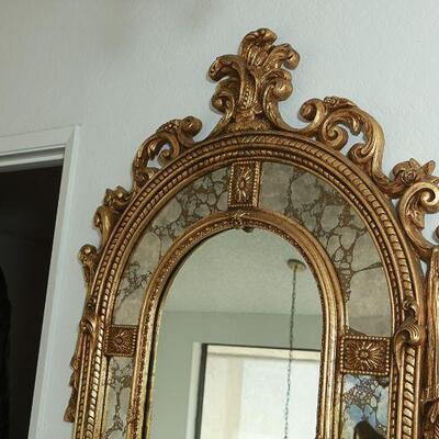 Gold Gilt Wall Mirror with Marble Top Bench YD#022-0041