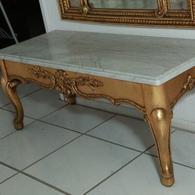 Gold Gilt Wall Mirror with Marble Top Bench YD#022-0041