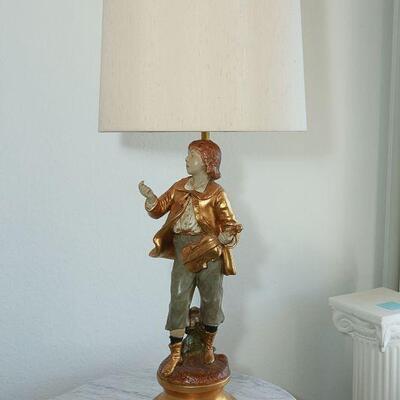 Vintage Gold Moreau Marbro Lamp Co Figural Boy and Girl Pair YD#022-0042