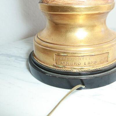 Vintage Gold Moreau Marbro Lamp Co Figural Boy and Girl Pair YD#022-0042