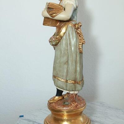 Vintage Gold Moreau Marbro Lamp Co Figural Boy and Girl Pair YD#022-0042