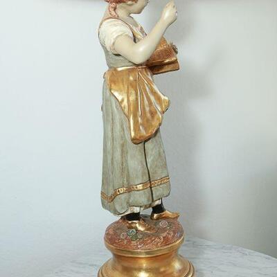 Vintage Gold Moreau Marbro Lamp Co Figural Boy and Girl Pair YD#022-0042