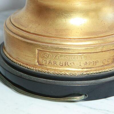 Vintage Gold Moreau Marbro Lamp Co Figural Boy and Girl Pair YD#022-0042