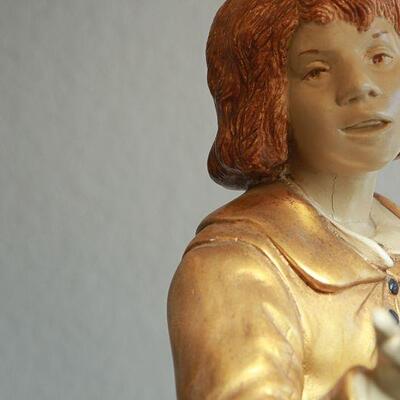 Vintage Gold Moreau Marbro Lamp Co Figural Boy and Girl Pair YD#022-0042