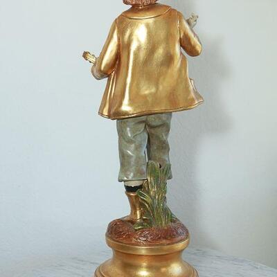 Vintage Gold Moreau Marbro Lamp Co Figural Boy and Girl Pair YD#022-0042