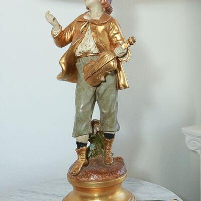 Vintage Gold Moreau Marbro Lamp Co Figural Boy and Girl Pair YD#022-0042