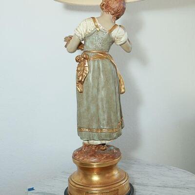 Vintage Gold Moreau Marbro Lamp Co Figural Boy and Girl Pair YD#022-0042