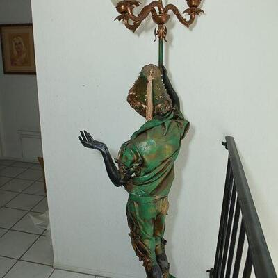 Vintage Unique Blackamoor Statue on a Stool Floor Lamp YD#022-0043