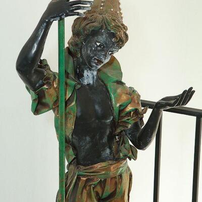 Vintage Unique Blackamoor Statue on a Stool Floor Lamp YD#022-0043