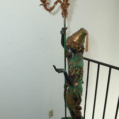 Vintage Unique Blackamoor Statue on a Stool Floor Lamp YD#022-0043
