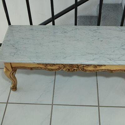 Pair of Matching Marble Top Gold Gilt Benches YD#022-0045