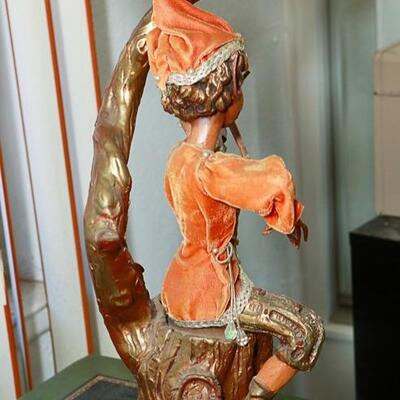 Mid Century Elf Pixie Playing Violin on Tree Stump Table Lamp YD#022-0046