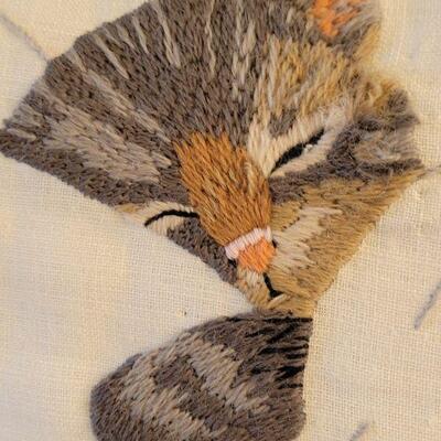 Lot 110: Needlepoint Sleeping Kitty Pillow