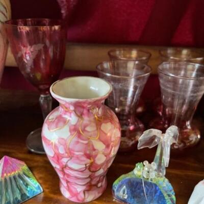Lot 20L. Antique painted porcelain vase, lead glass, ceramic place cards, vases, china--$175
