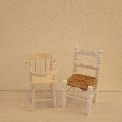 Lot 113: Vintage Doll Chair and Highchair 